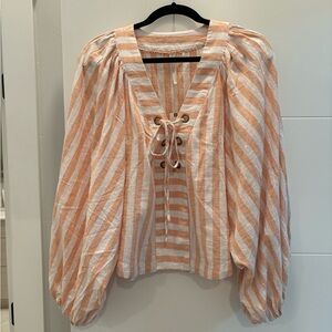 NWT Anthropologie cotton linen top sz M